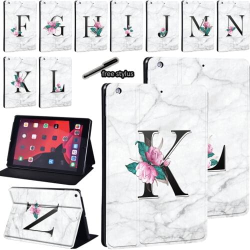 Tablet PU Leather Stand Cover for Apple IPad 5/6/7/8th /Mini 1/2/3/4/5 /Ipad 2/3/4 White Marble Series Pattern Protective Case