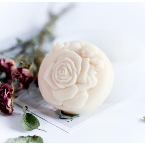 3d Rose Pattern Round Soap Mold Soap Molds Silicone for Scented Candle Plaster Cake Mousee Epoxy Resin Art Crafts Decor Molds