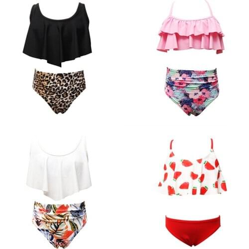 Cartoon Cherry Print Baby Girls Swimsuit New Girl Comfortable One-piece Swimsuit Summer Kids Girl Bikini Ruffle Swimwear 2-12Y