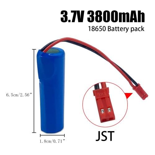 3.7V lithium ion rechargeable battery, 3800 MAH, 18650 with replacement socket, emergency lighting JST line