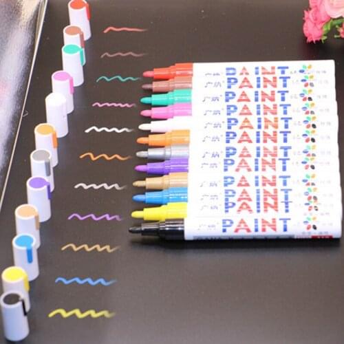 Colorful Waterproof Pen Car Paint Marker Graffiti Oily Paint Pen Mark Pen Photo Album DIY Photo Album Scrapbook 12 colors