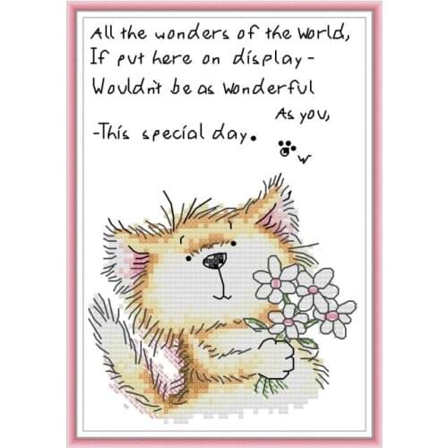 DA546 Cute cat 10 cross stitch kit aida 14ct 11ct count print canvas cross stitches needlework embroidery DIY handmade