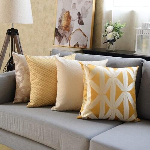 30x50/45/50cm simple sofa pillowcase geometric yellow gold jacquard cushion cover large backrest beige pillow cover