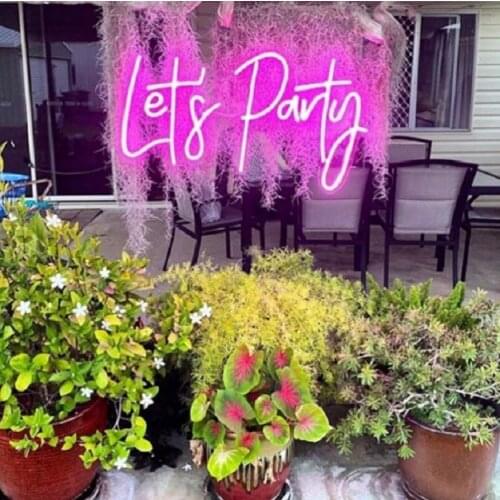 Custom Lets Party Neon Sign Led Acrylic Transparent Light Window Wall Hanging for Home Room Bedroom Wedding Decoration Party
