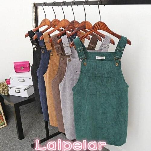New Summer Women Corduroy Suspender Overall Vest Jumpsuit Braces Skirt Suspender skirts Preppy Style