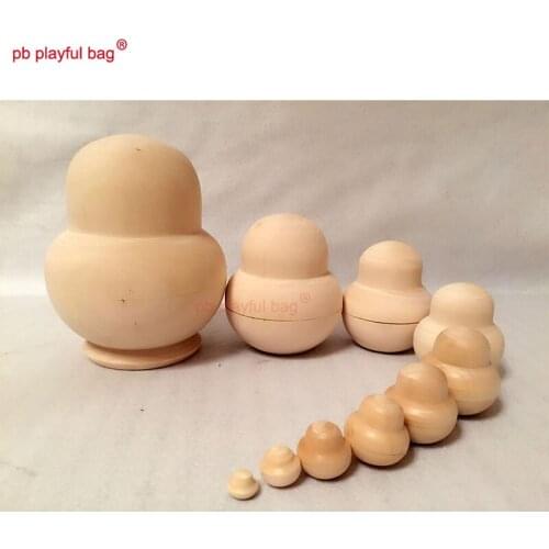PB Playful bag Ten layers DIY plain embryo white embryo Russian dolls arbitrary doodling toy set wooden self painted design HG97
