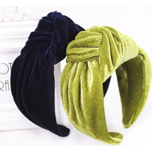 Popular Knot Cross Tie Solid Fashion Velvet Hair Band Headband Girls Bow Hoop Hair Accessories Twist Headband Headdress for Wome
