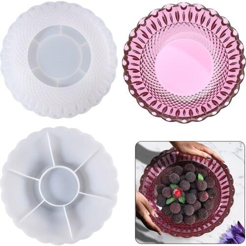 DIY Crystal Epoxy Mould Large Lace Dish Fruit Storage Tray Resin Silicone Handmade Model Wholesale