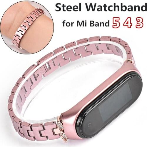Fashion Stainless Steel Watchband with Frame For Xiaomi Mi Band 5 4 3 Men/Women Simple Concise Bracelet High Quality Strap Case