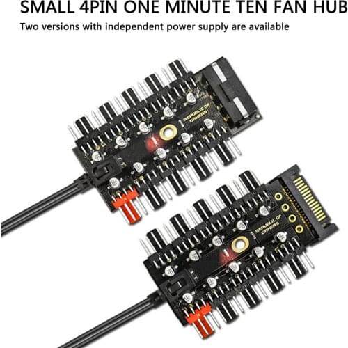SATA Power/Large 4D Port 1 to 10 12V 4Pin PWM Splitter PC Cooling Fans HUB Chassis Cooler Speed Controller Extension Adapter