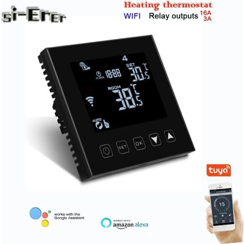 TUYA 0.5°C return difference wifi thermostat for 16A 3A Water / Electric Underfloor Heating,Works with Alexa Google Home