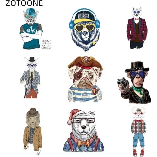 ZOTOONE Iron on Animal Patches Monkey Gun Bear Sticker Transfers for Clothing Diy Dog Patch Heat Transfer Accessory Appliques G