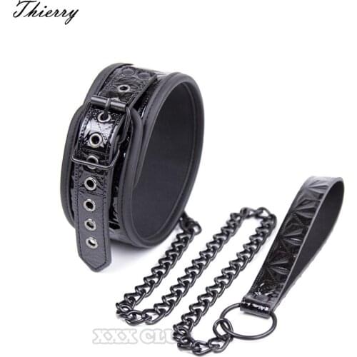 Thierry PU leather Sex Collar , Bondage Restraint Adult Sex Toys , Slave Adult Game Neck Ring , Sex Products For Women