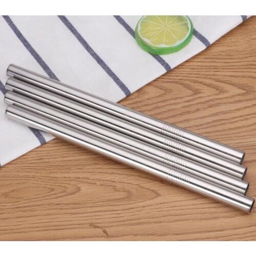 304 Stainless Steel Straw Metal Pearl Bubble Tea Juice Drinking Straw Reusable 12mm x215mm Free Shipping SN1513