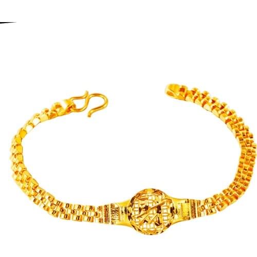 Real Dubai 24K gold bracelet Box Chain Bracelet For Women Bangles Jewelry Charms jewelry female male Elegant Jewellry Gifts
