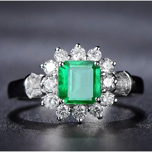 KNRIQUE Trend Vintage 100% Sterling Silver Emerald Gemstone Wedding Party Ring Anniversary Gift Fine Jewelry For Women Wholesale