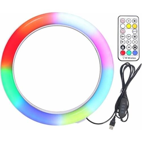 10 Inch Flat Ring Light Selfie Beauty Photography Mobile Phone Live Light Seven Color Temperature RGB Fill Light