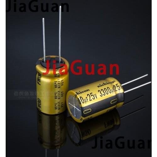 10pcs NEW NICHICON FW 3300UF 25V 16X25MM audio 3300uF/25V Electrolytic Capacitor 25V3300uF filter amplifier 25V 3300UF