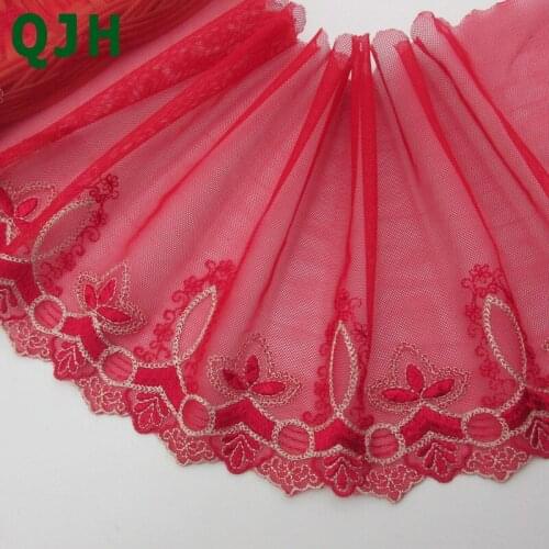 18cm wide Black/Red/Yellow Fashion Embroidered lace Trims DIY Sewing Craft Patchwork Supplies Lace Fabric Ribbon For Dress Trim