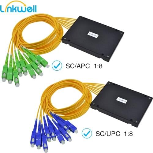 1x8 High Quality 1M SC APC SC UPC Type PLC Splitter, LC splitter box PLC ABS Fiber Optical Telecom Splitter Connector box 1:8