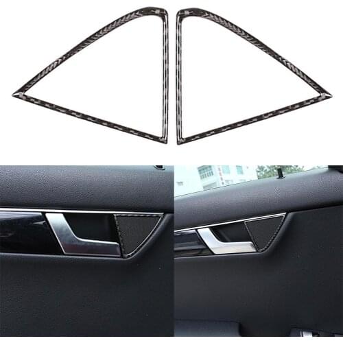 2Pcs 3K Carbon Fiber Car Door Audio Speaker Ring Stickers Decals Wear-resistant Interior decor for Mercedes-Benz C-class W204