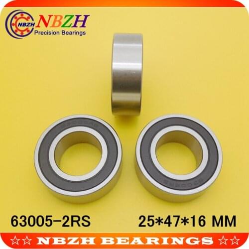 2PCS Excavator bearing 63005 2RS 63005-2RS 25*47*16mm 25X47X16mm Double Shielded Deep Ball Bearings Large breadth