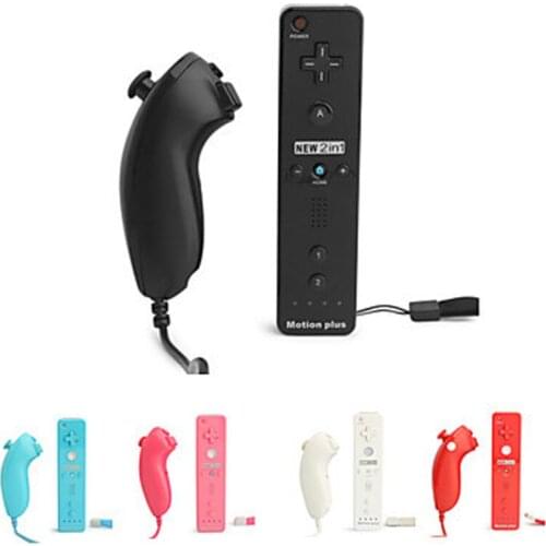 2 in 1 Built in Motion Plus Remote Nunchuck Control for Nintend Wii Controller Pink Color Gamepad