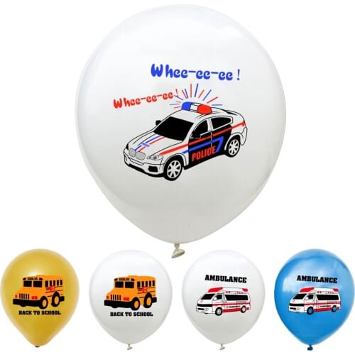 20pcs DIY Cartoon School Bus Patrol Wagon Ambulance Latex Balloons Set Kids Term Begins Balloon Party Childrens Day Decor