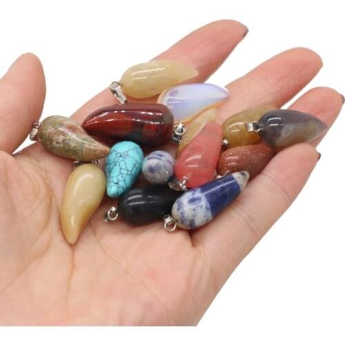 3 Pcs Wholesale Natural Stone Gem Pendant Olive Handcrafts DIY Exquisite Necklace Earring Jewelry Accessories Loose Bead Making