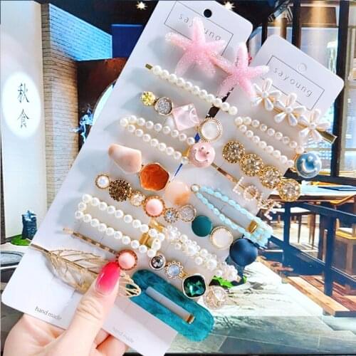 4pcs/set Hair Accessories For Women Fashion Simulated Pearl Acrylic Barrette Jewelry Korean Crystal Hairpins Clips Girl Hairgrip