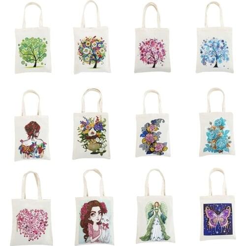 5D Diamond Painting Tote Bag Reusable Durable DIY Handbag Eco-friendly Shopping bag Cross Stitch Embroidery Kit Art Craft Gift