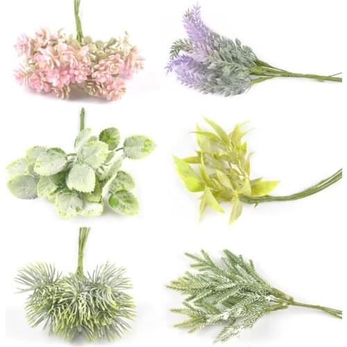 6pcs Plastic Floristics Artificial Plants for Wedding Decorative Flowers Christmas Garland Needlework Brooch Vases Home Decor
