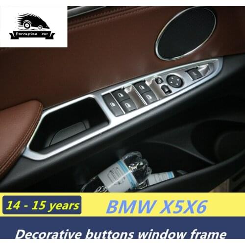 ABS Accessories for bmw x5 X6 Door Knob Arm Regulator Lift Button Switch Decorative Glass Cover Windowshield Adhesive Trim