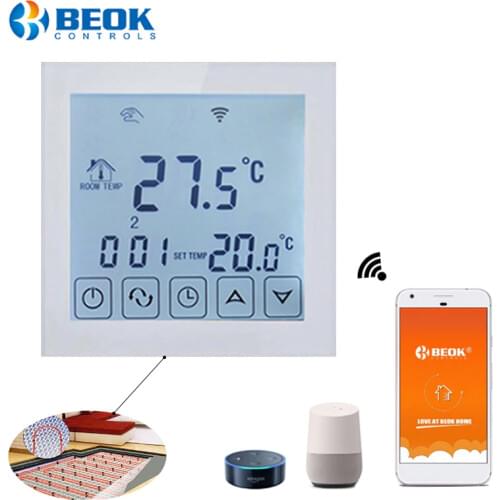 Beok WIFI Room Thermostat Programmable Smart Temperature Controller Electric Floor Heating 16A Works with Google Home Alexa