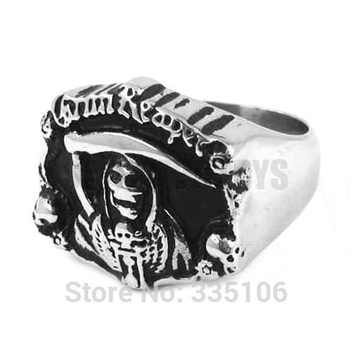 Free shipping! Grim Reaper Skull Ring Stainless Steel Jewelry Classic Skull Motor Biker Ring SWR0315