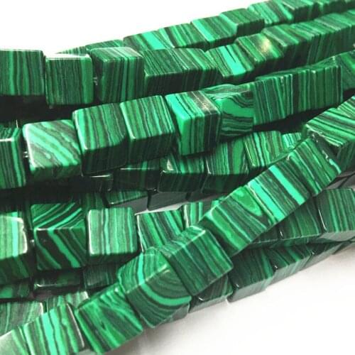 REACHLIN JEWELS Malachite Stone Green Cube Loose Beads 6 8mm Jewelry Making Turquoises DIY Bracelet Necklace Finding 15inch A265