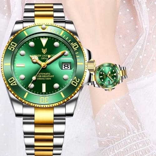 LIGE ladies watch top brand luxury casual fashion watch ladies automatic watch stainless steel waterproof Mechanical Wristwatch