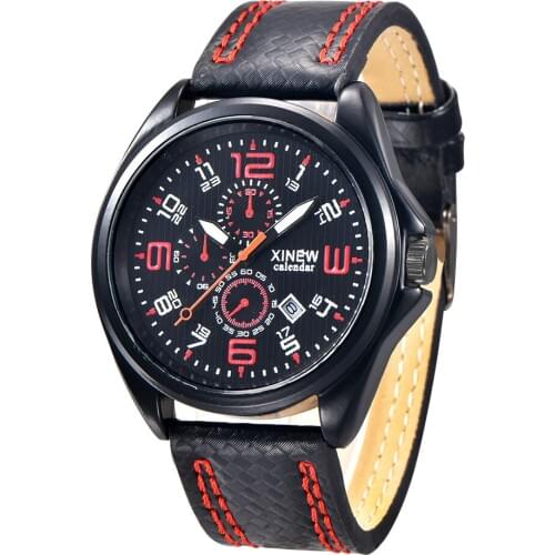 Mens Watches Fashion Leather Band Date Analog Quartz Wristwatch Men Business Gifts Vintage Watch Stainless Steel Back Relogio