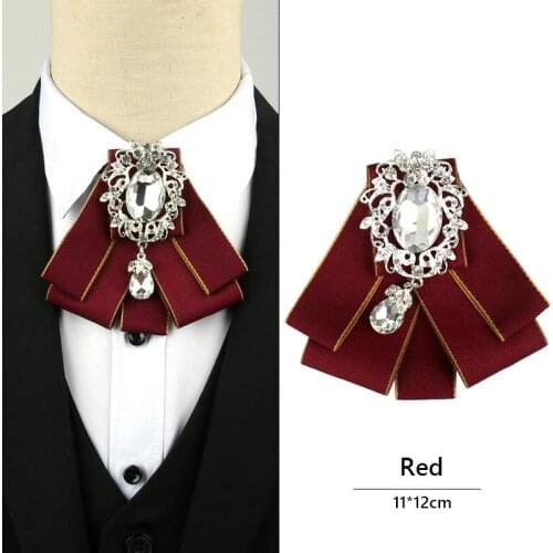 Retro British Style Neck Ties Rhinestone Bow Tie for groom Men Womens Tops and Blouses Shirt Collar Accessories Wedding Fabric