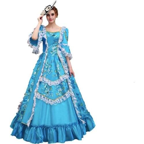 Blue Ballet European Court Show Serve Woman Full Dress Dinner Imperial Family Photography Stage Dance Blue dress