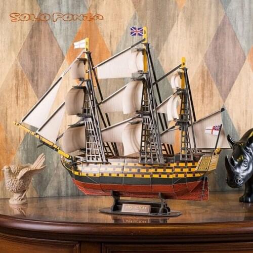 57 Cm Handwork Toy 3D Paper Model Of Sailing Ship In Age Of Great Navigation Cardboard Assemly DIY Model Britain Royal Victory