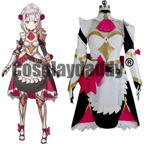Genshin Impact Mondstadt Knights of Favonius Chivalric Blossom Maid Noelle Cosplay Dress Costume S002