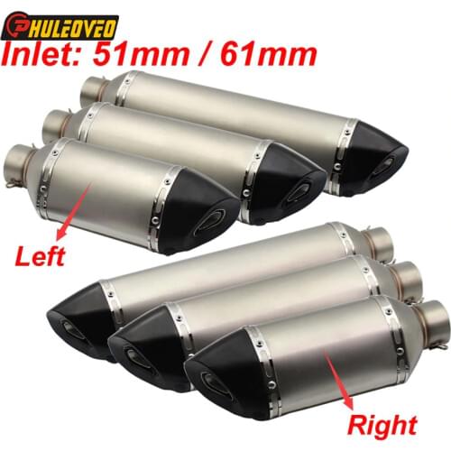 Left/Right Laser Mark Universal Motorcycle Exhaust Muffler ID:51mm/61mm L:570mm/470mm/370mm Motorbike Exhaust Muffler Escape