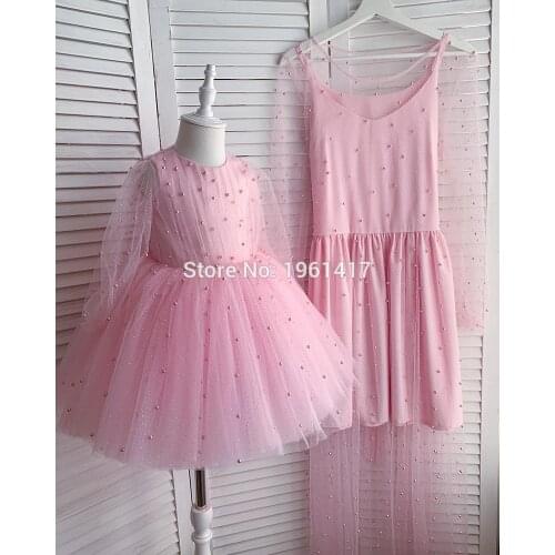 Hot flower girls wedding Beading dress baby girls christening dresses for party occasion kids 1 year baby girl birthday dress