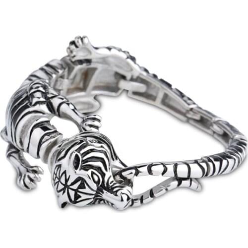 Fashion popular titanium steel rough bracelet original domineering tiger animal titanium steel bracelet