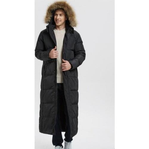 Hooded Fur Trim Collar Mens Down Coat Winter Warm Long Down Jacket Coat With Fur Trim Hooded Men Down Jacket