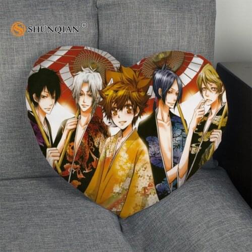 Custom Pillowcase Cover katekyo hitman Heart Shape zipper Pillow Cover Best Gift Size 41x36cm,47x42cm