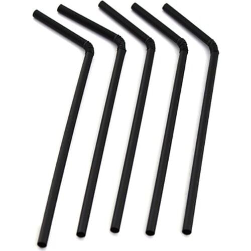 New 100Pcs Drinking Straws 210mm Black White Colorful Long Flexible Plastic Disposable Straws Party Supplies Kitchen Accessories