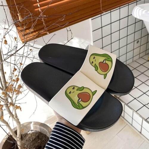 Shoes For Women Home Non-slip Slippers Funny Avocado Pattern Bathroom Ladies Flip Flops Female Beach Flat Slides Plus Size 41