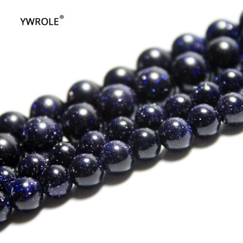 Wholesale Blue Sand Stone Gold Star Stone Natural Stone Round Beads For Jewelry Making DIY Bracelet 4/6/8/10/12 mm Strand 15